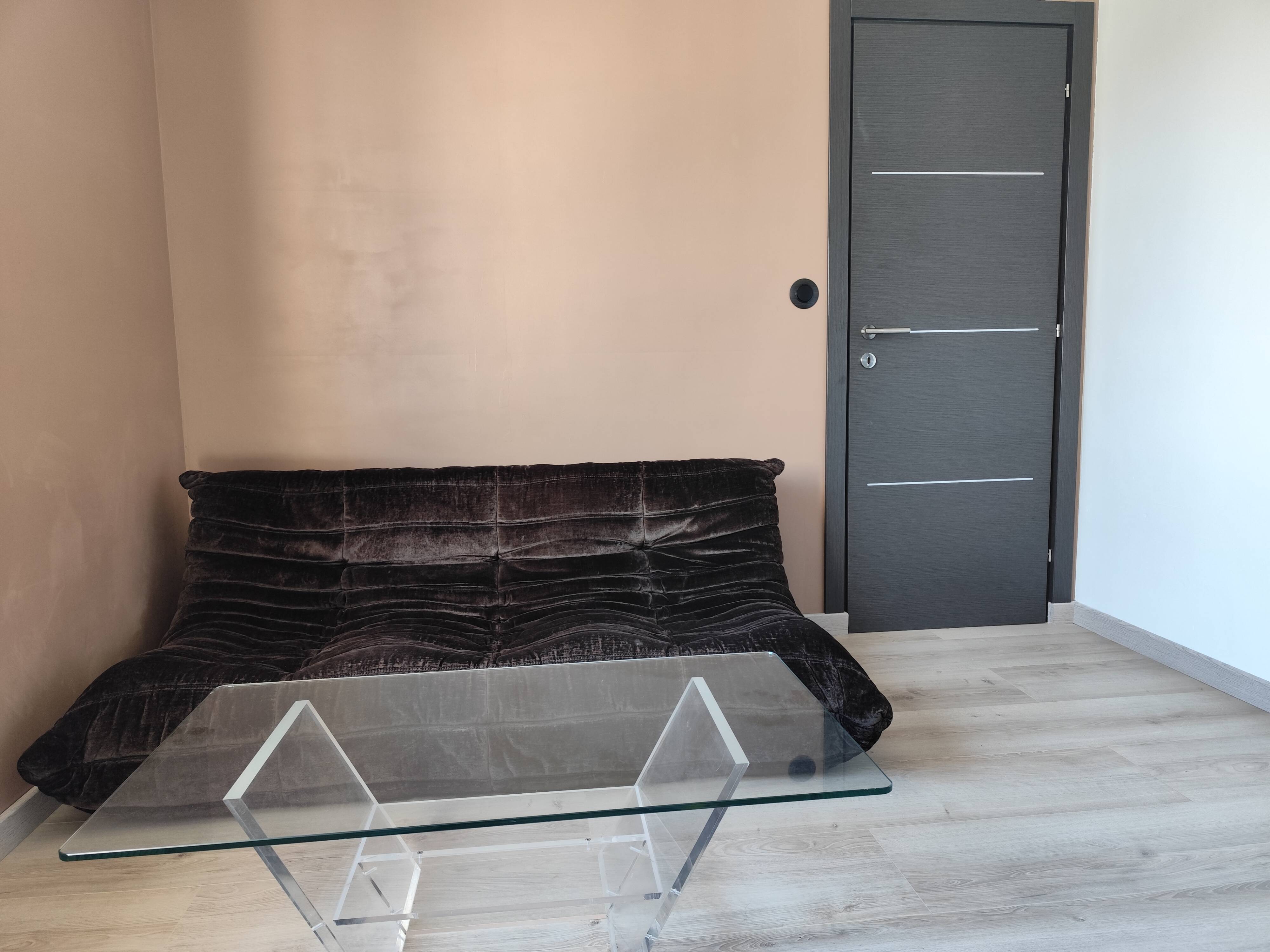 Vintage David LANGE glass & altuglas coffee table circa 1970