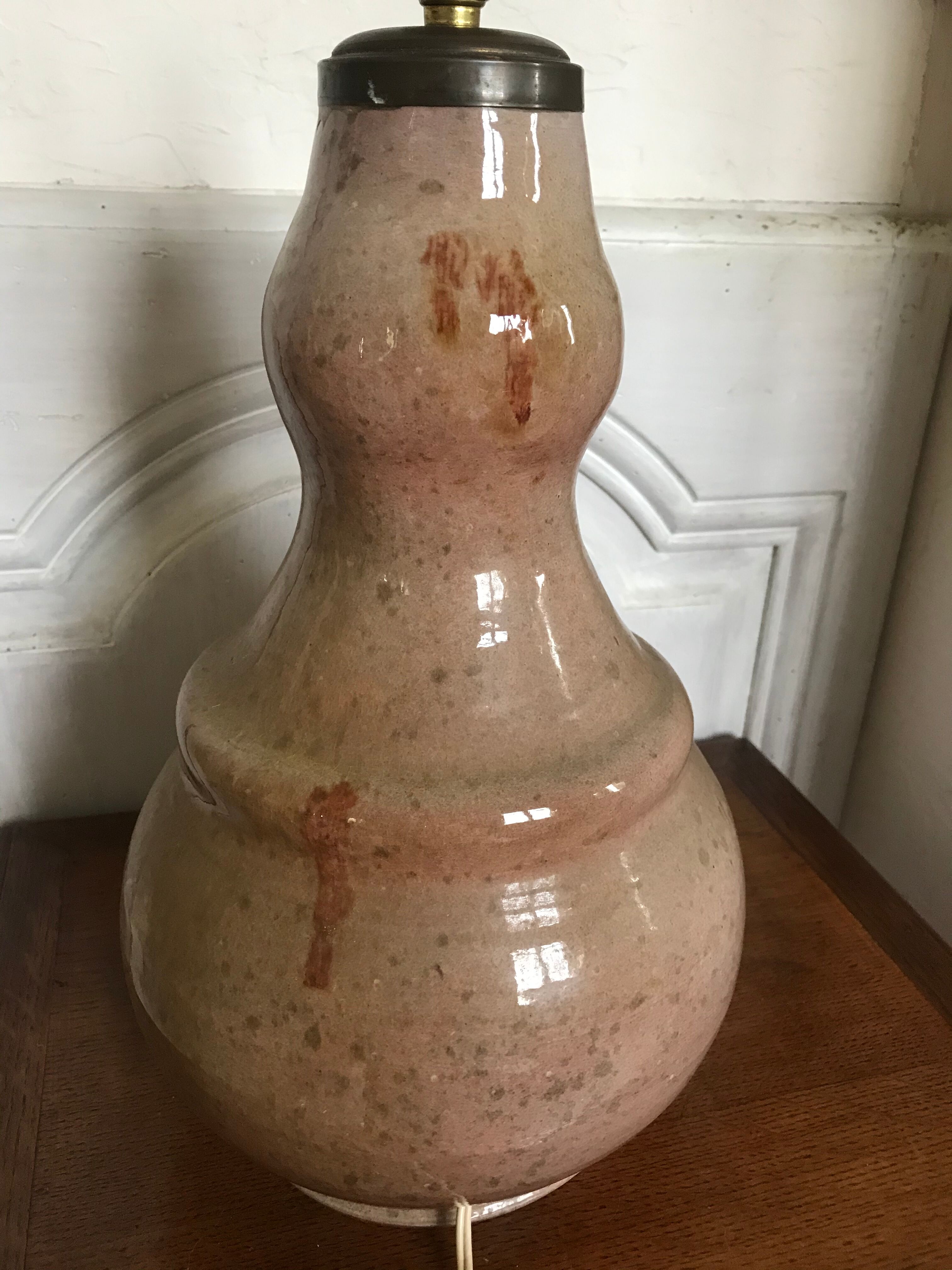 Vintage enamelled ceramic lamp base