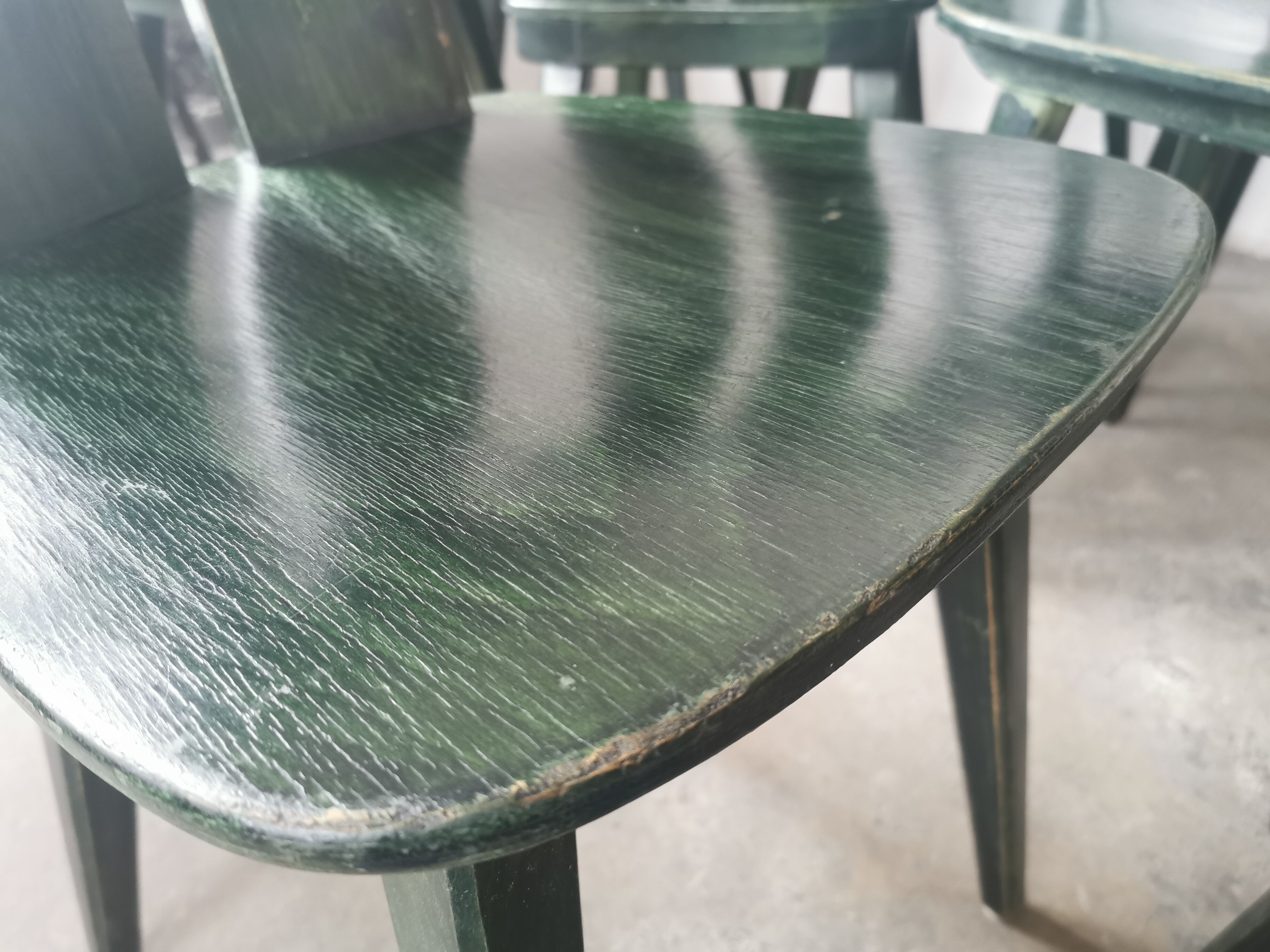 Set of 10 wooden bistro chairs