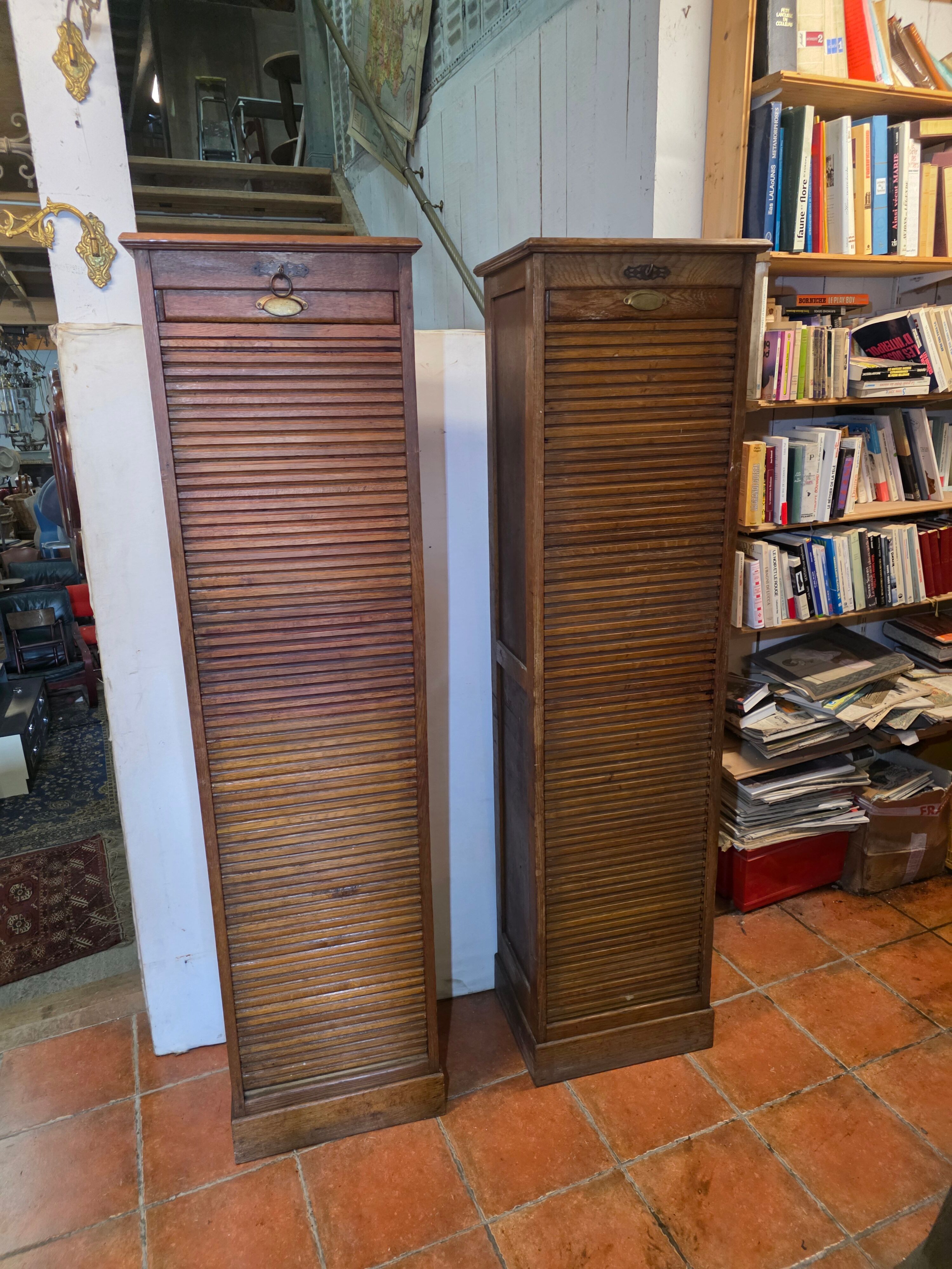 Pair of oak curtain file cabinets