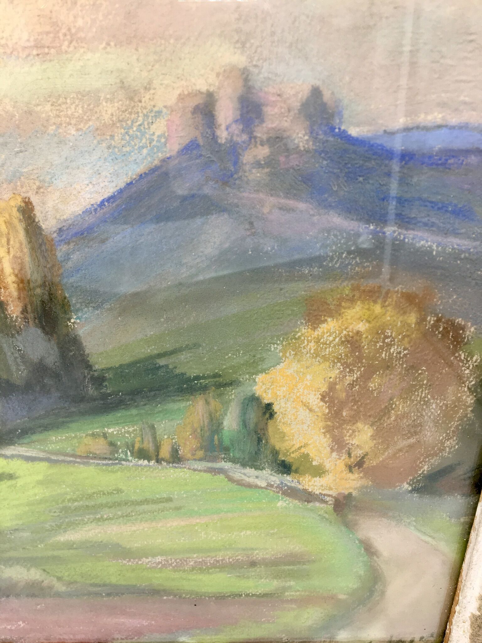 Table countryside landscape year 1970 signed