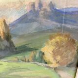 Table countryside landscape year 1970 signed