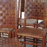 Set of 6 Schuitema dining chairs from the Shaker collection with woven leather seat and backrest