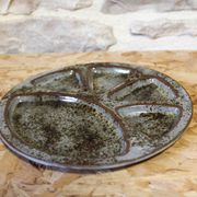 Set of 6 compartment plates in glazed stoneware by Chantal and Thierry Robert.