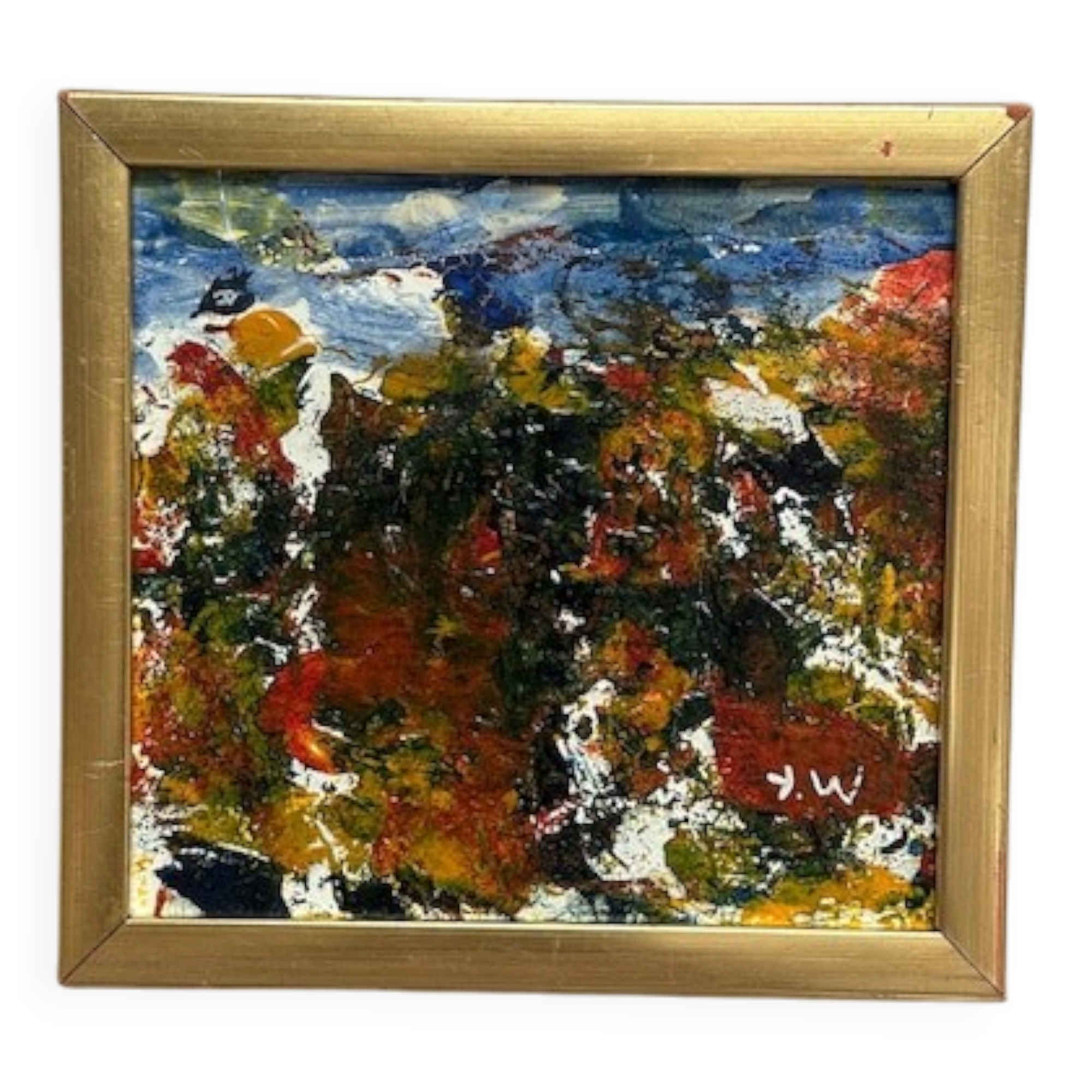Swedish oil on panel “Folk fran V” by Unknown Artist, Vintage & Framed 27×26cm