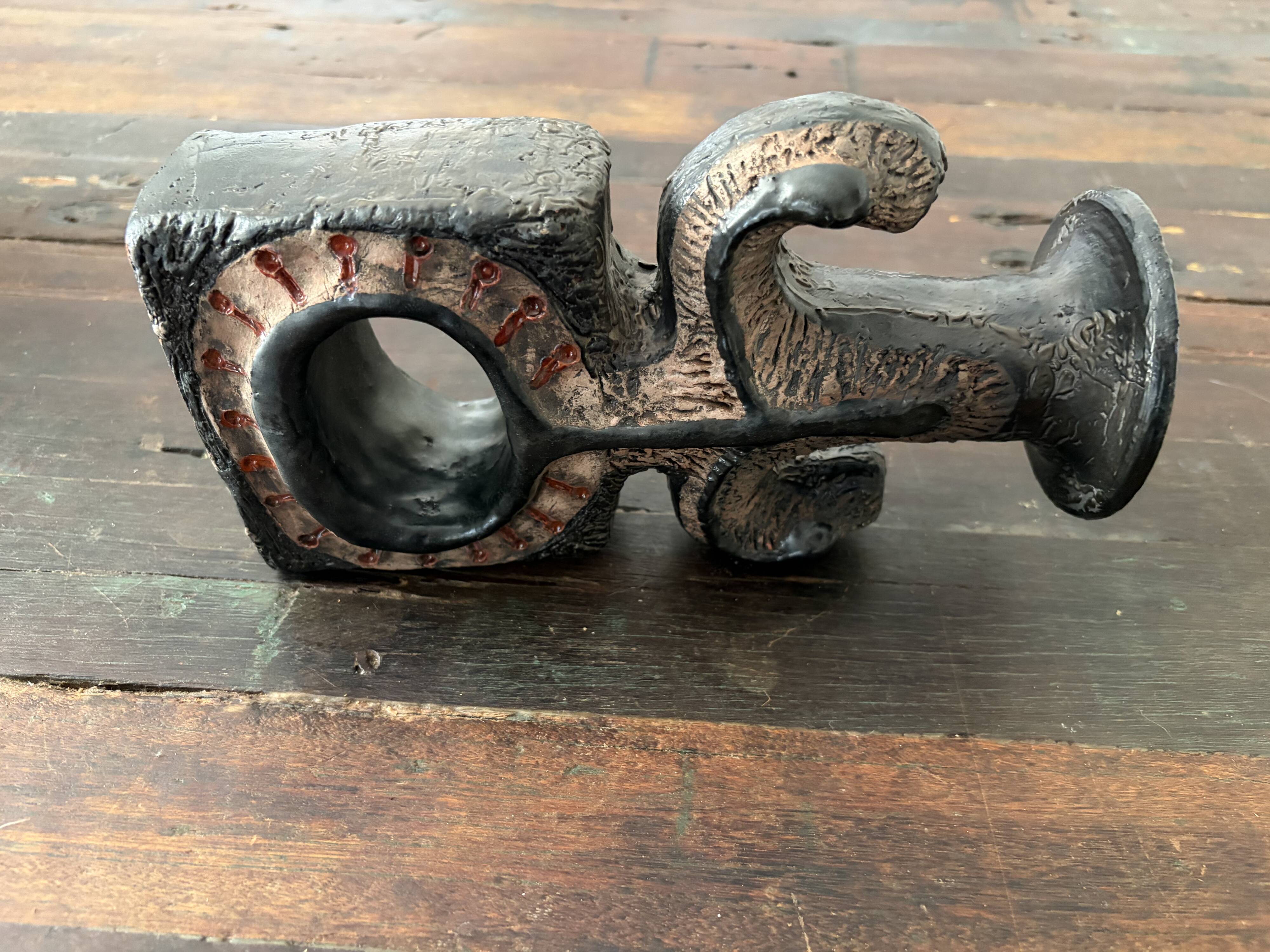 Brutalist sculptural candlestick attributed to Elisabeth Vandeweghe - 70s