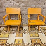 Pair of solid wood armchairs 1960