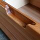Brutalist bedside table in elm & laminate simat (doubinski brothers). 80's