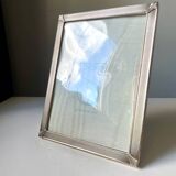 Vintage art deco silver colored metal picture frame 18.5 x 14.5 cm convex bubble glass
