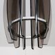 Glass chandelier, chrome and smoked glass in the Fontana Arte style from the 1970s.