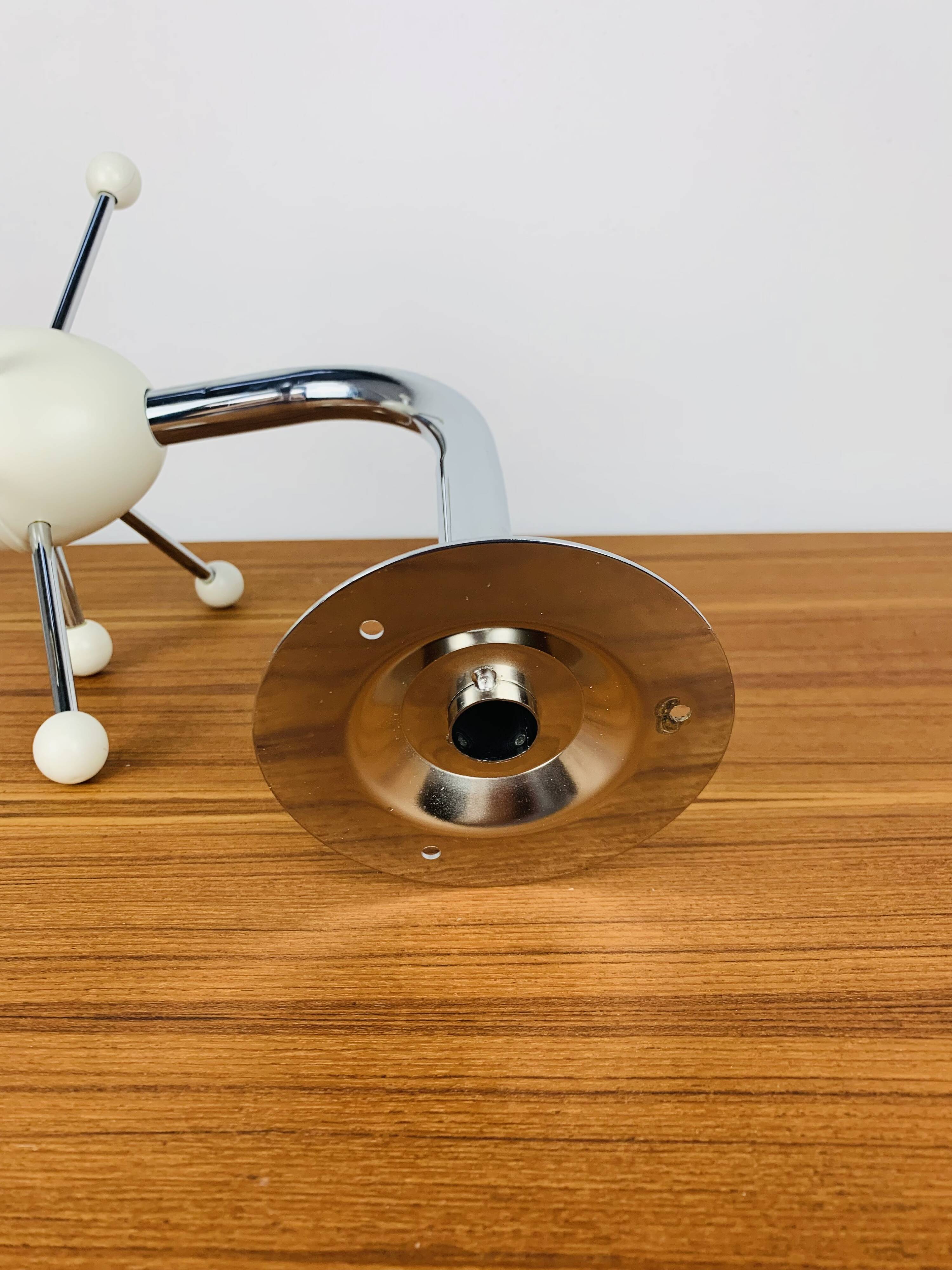 Sputnik wall coat rack, white and chrome, vintage