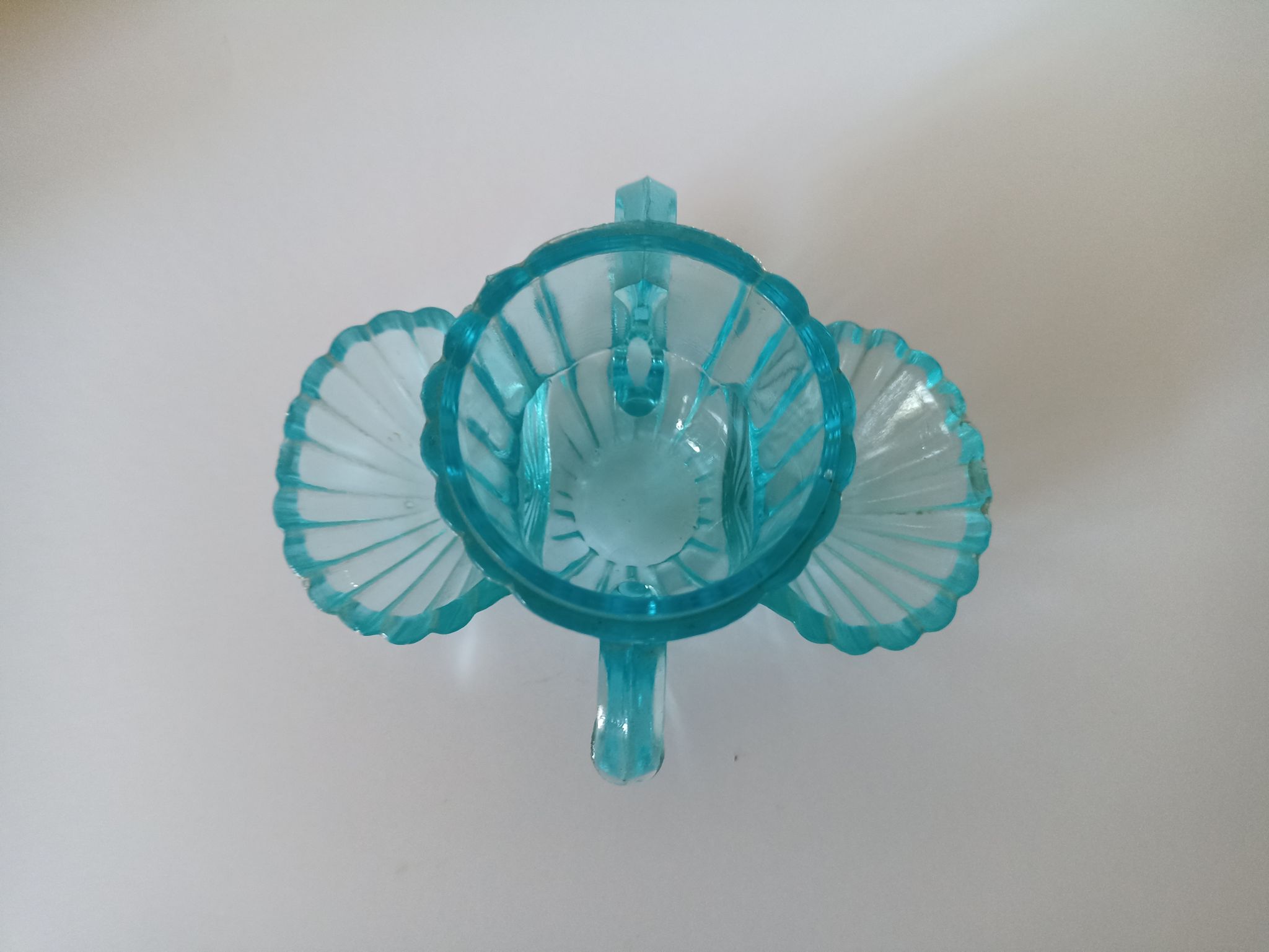 Servant salt-pepper vintage turquoise glass 30s-40s