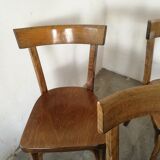 Set of 4 wooden bistro chairs stamped Baumann