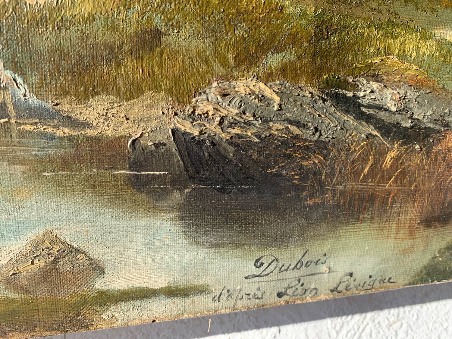 Old oil painting on canvas