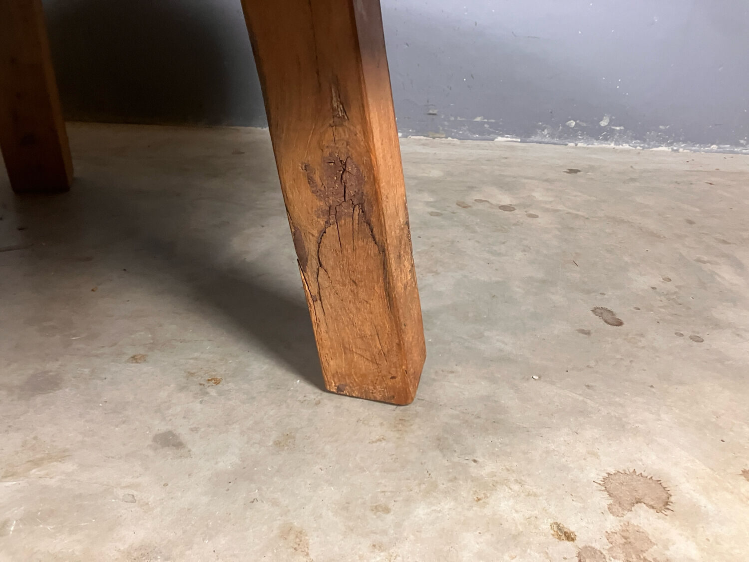 Brutalist oak coffee table thee legs