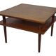 Vintage square coffee table in teak veneer, 1960s design