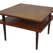 Table basse carrée vintage en placage de teck, design des années 1960