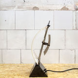 Pair of table lamps in metal and murano glass by Alox Italia Anni '80