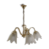 Five-branched luster /brass/tulips/vintage