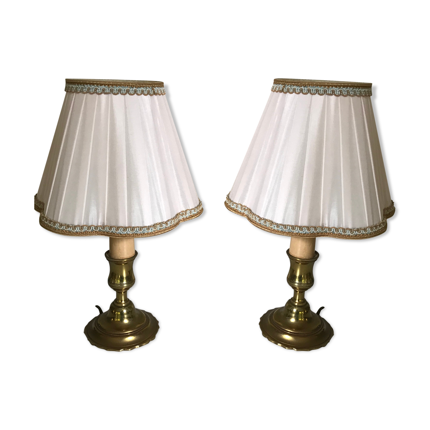 Pair of brass bedside lamps