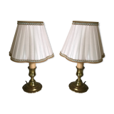Pair of brass bedside lamps