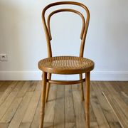 Baumann bistro chair in bent wood and blond wood canning 40s-50s
