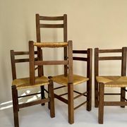 Set de quatre chaises paysannes paillées