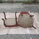 Pair of armchairs with Louis Philippe style footrests in walnut