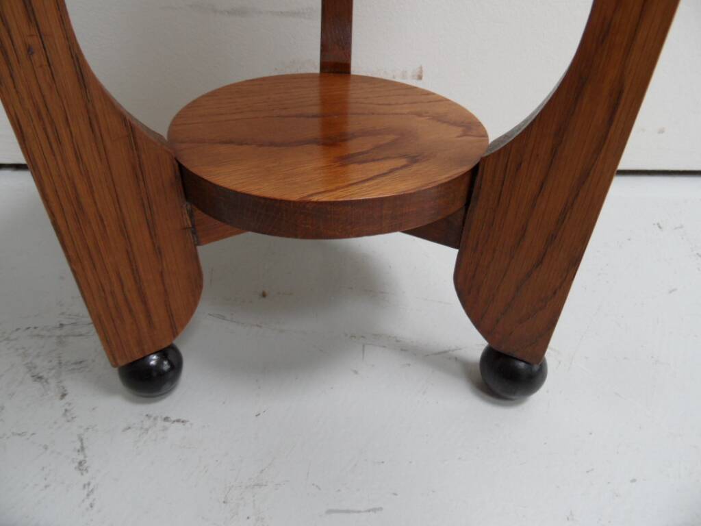 Art Deco oak round sidetable