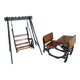 Wooden swing desk and porcelain dolls