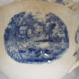 2 cups lunch earthenware of sarreguemines blue flowers