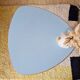Tripod coffee table – Rattan & Bamboo – Sky blue oval top – 60s