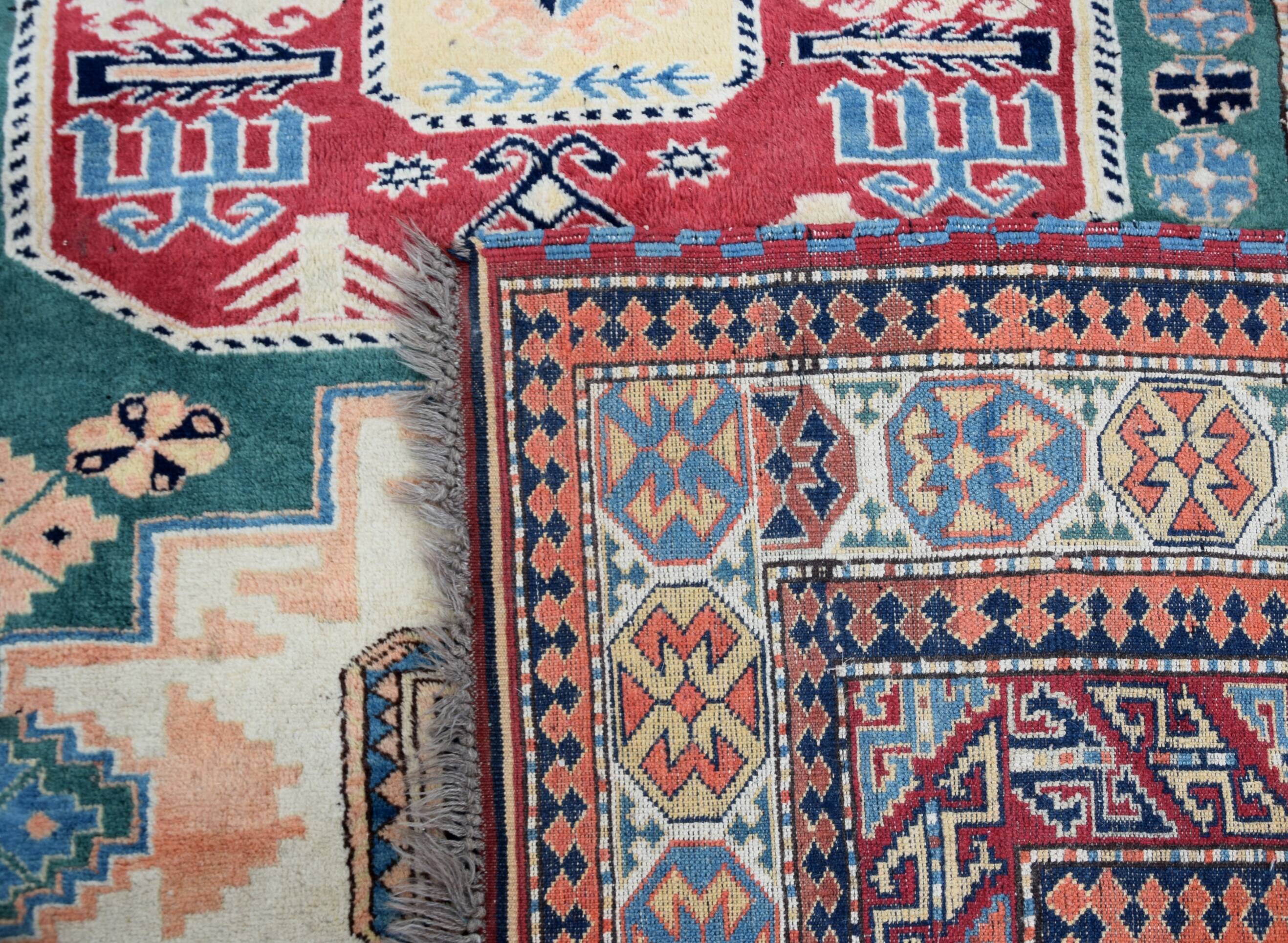 Handmade Oriental Rug Kazak Afghan: 1.66 X 2.64 Meters