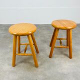Pair of vintage pine stools