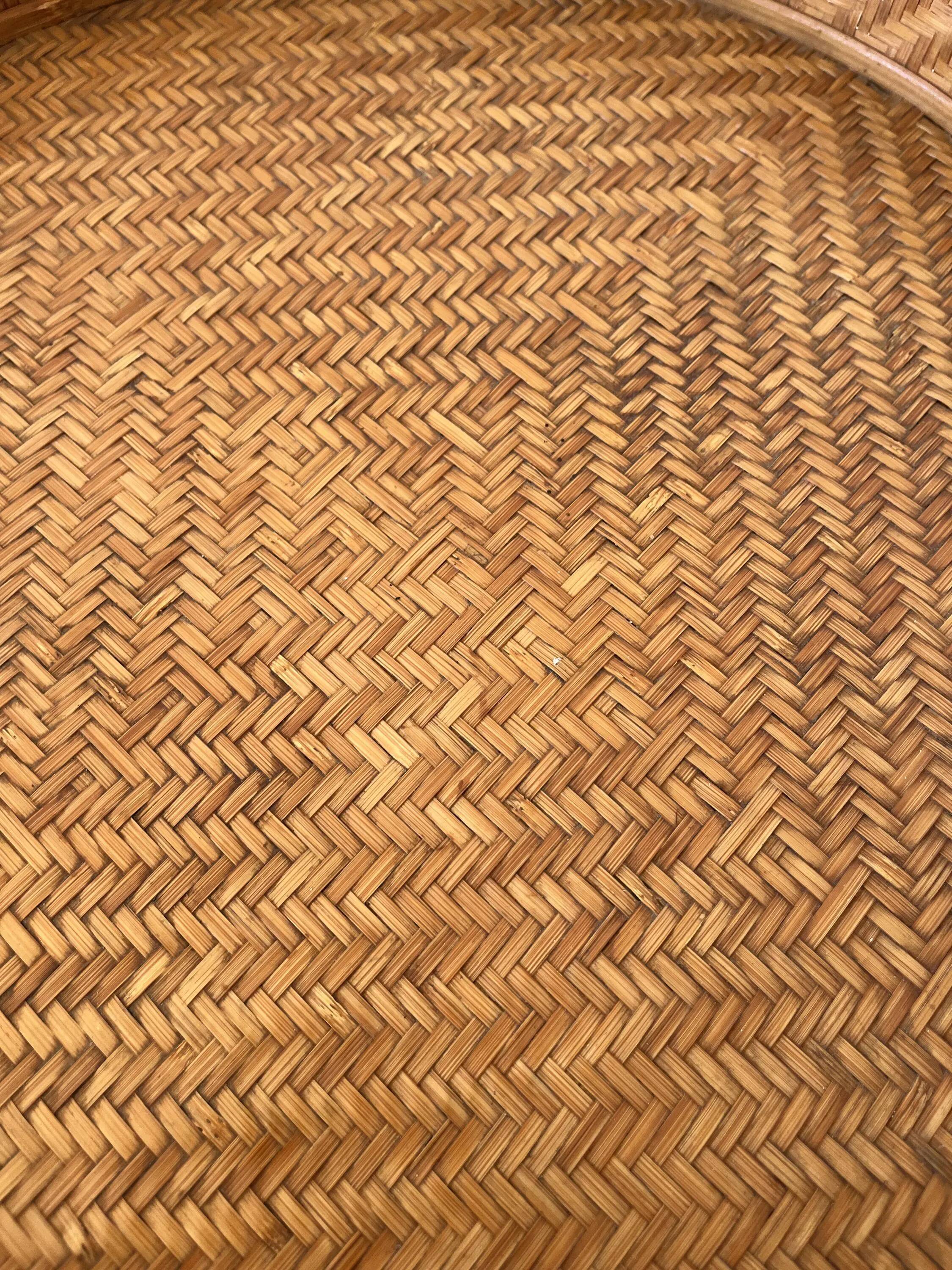 Antique tray made of woven bamboo