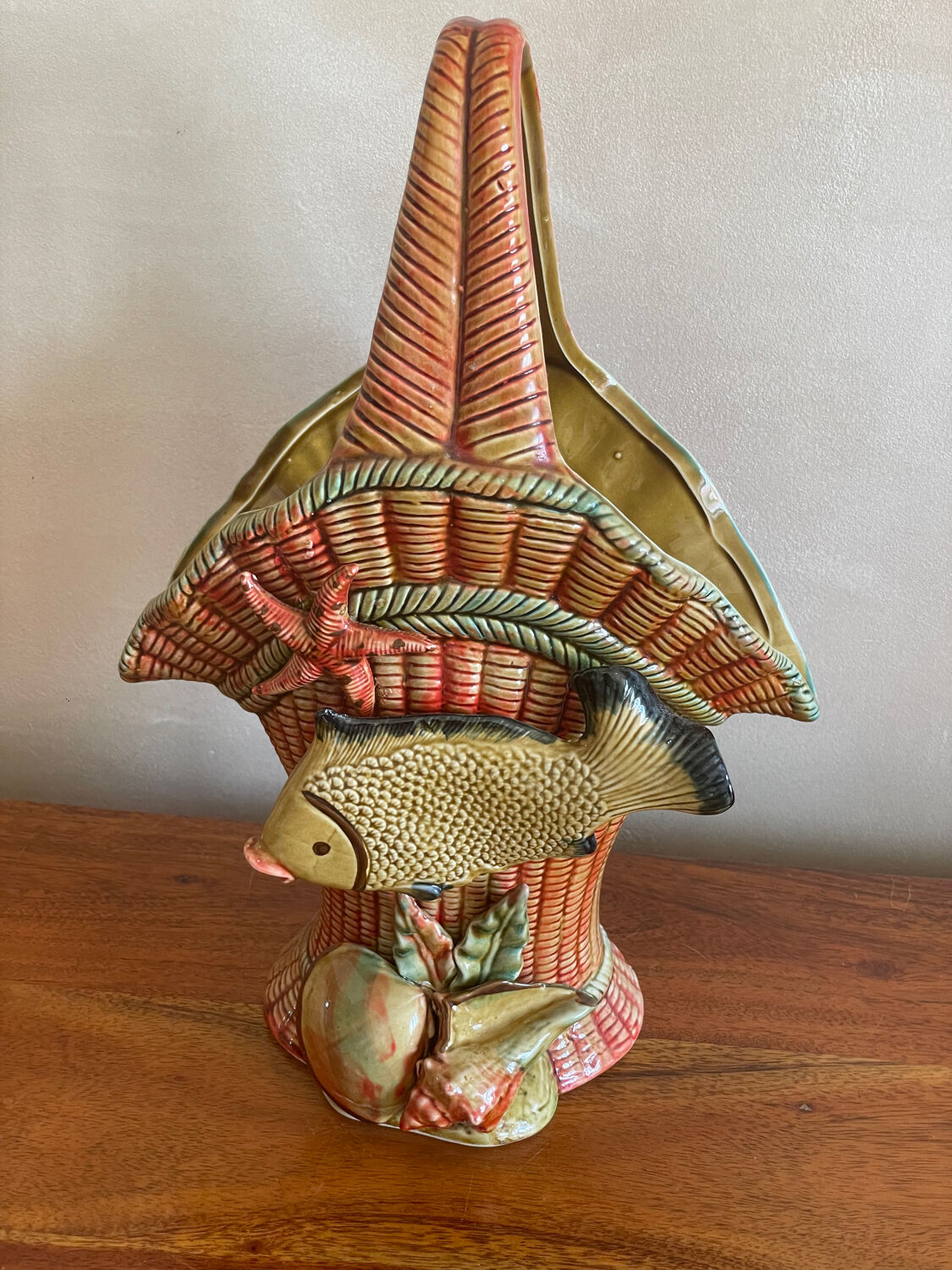 Scallop shell basket vase