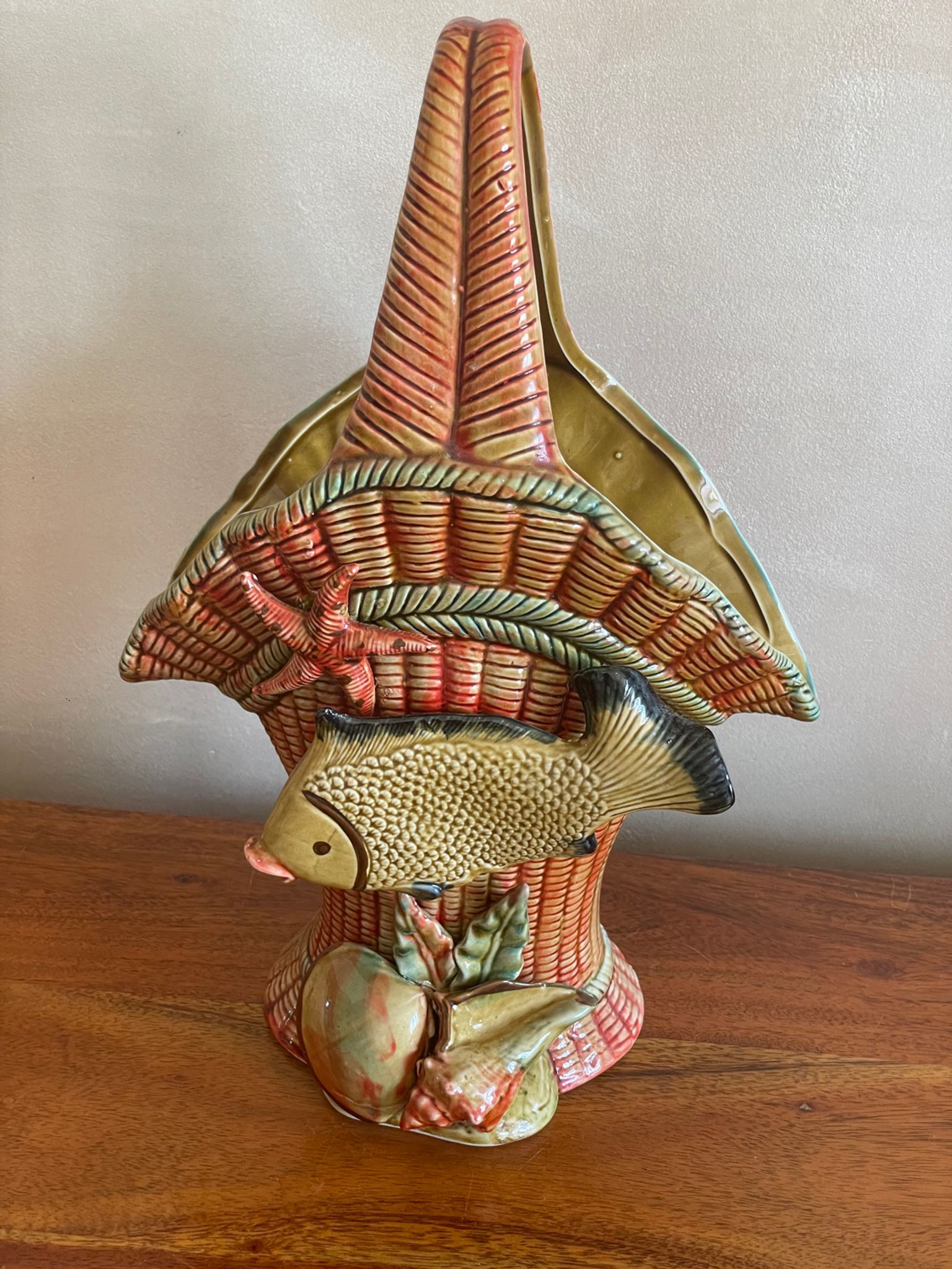 Scallop shell basket vase