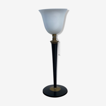 Mazda Art Deco Table Lamp with Original Milk Glass Shade