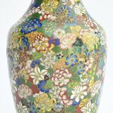 Vase in polychrome partitioned enamels decorated with flowers