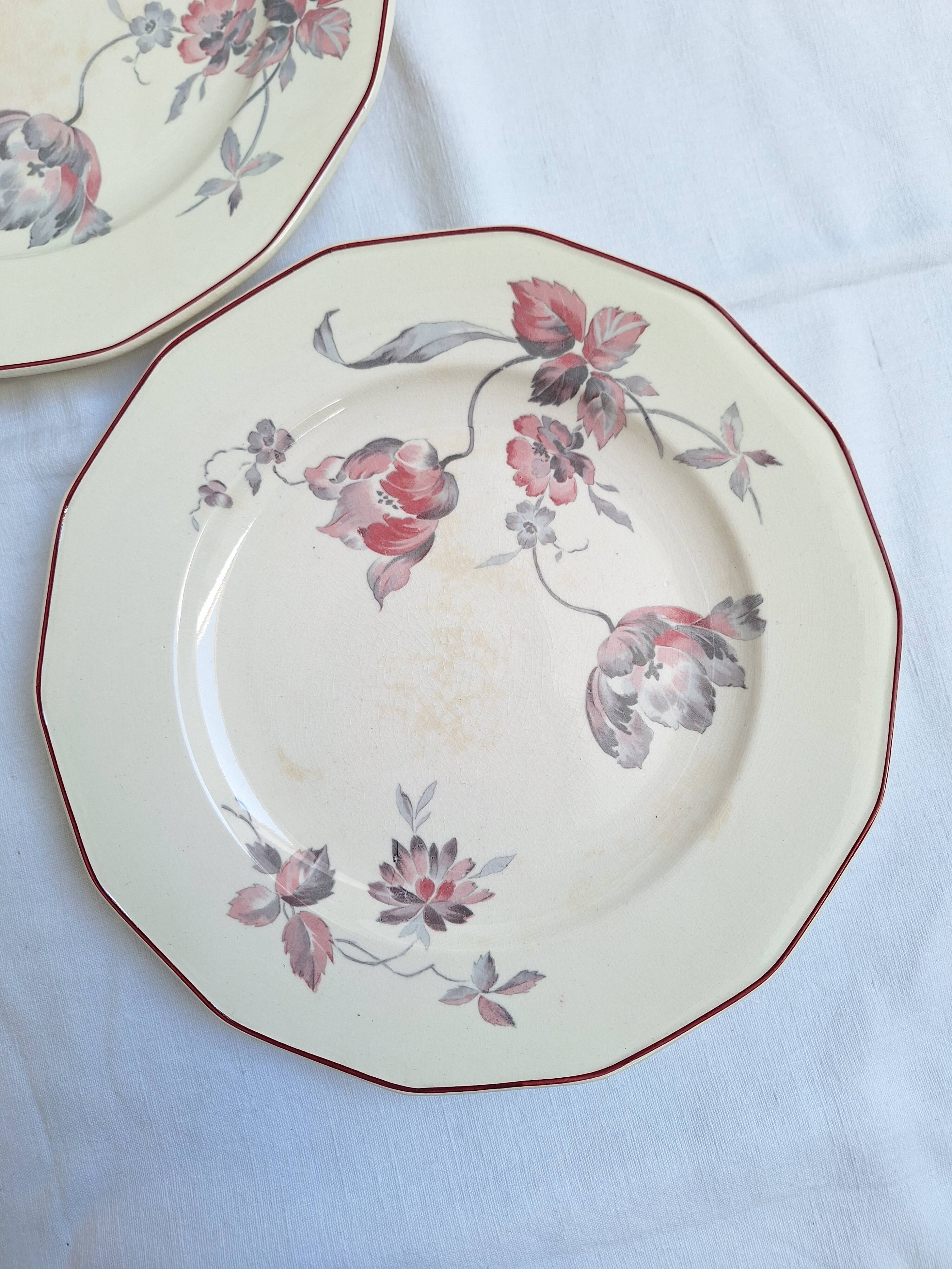 Vintage blue pink green dinner plates