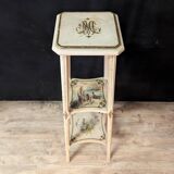 Pair of large painted wooden side tables with three tops.