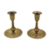 Pair of gossip candle holders in bronze and brass gilded period