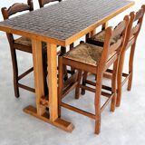 Vintage bar table with chairs | dining table | bar stools | 1950s