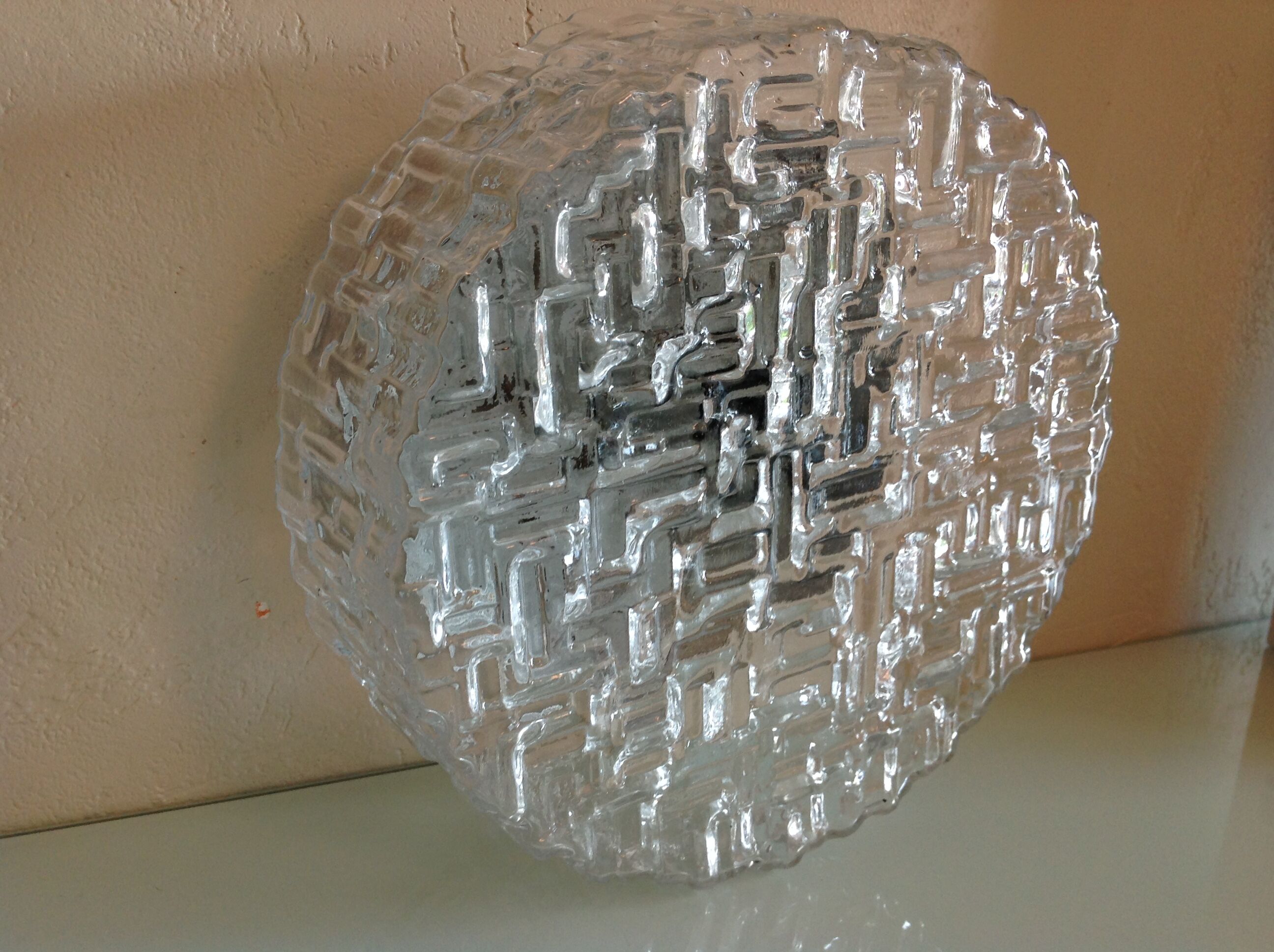 Round ceiling lamp in bulled glass / vintage 60s/70s