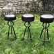Vintage leather and wrought iron bar stools