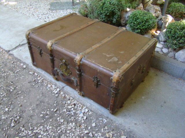 Old brown canvas trunk