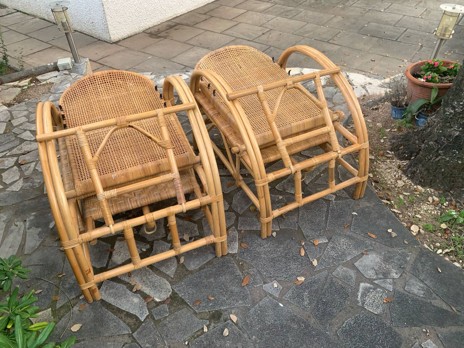Vintage rattan lounge chairs