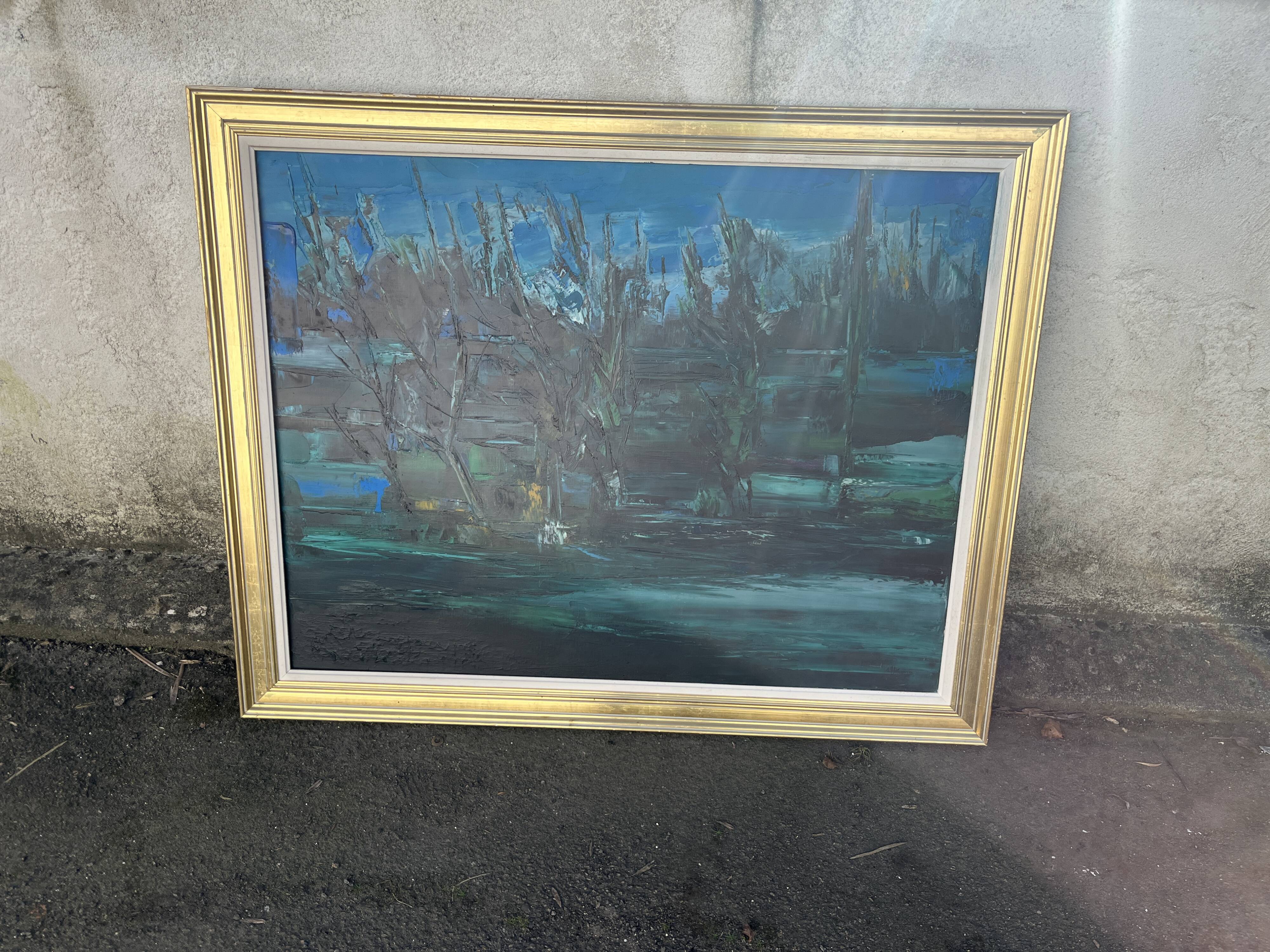 Painting by Marc-Jean Couvert - Blue abstract composition