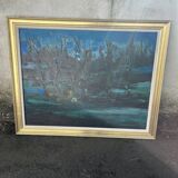 Painting by Marc-Jean Couvert - Blue abstract composition