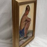 Oil painting on cardboard signed dimensions: height -42cm- width -33cm-